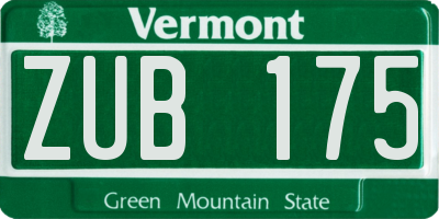 VT license plate ZUB175