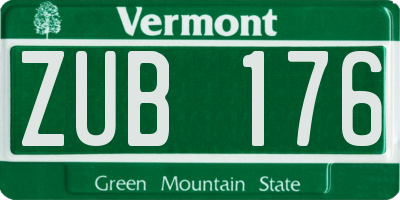 VT license plate ZUB176