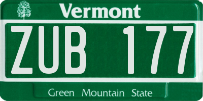 VT license plate ZUB177