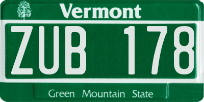 VT license plate ZUB178