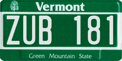 VT license plate ZUB181