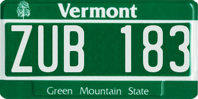 VT license plate ZUB183