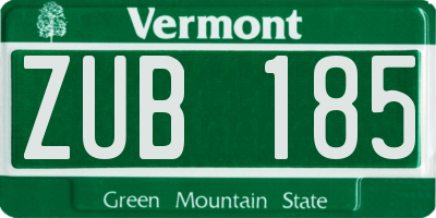 VT license plate ZUB185