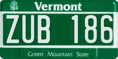 VT license plate ZUB186