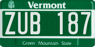 VT license plate ZUB187