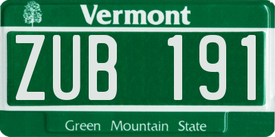 VT license plate ZUB191