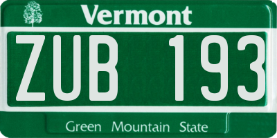 VT license plate ZUB193