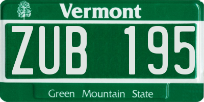 VT license plate ZUB195