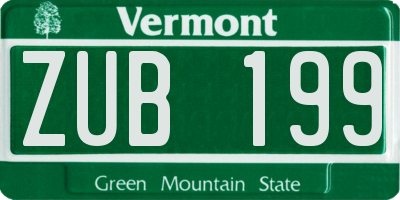 VT license plate ZUB199