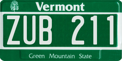 VT license plate ZUB211