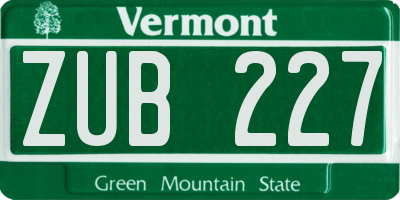 VT license plate ZUB227