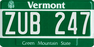 VT license plate ZUB247