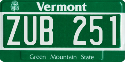 VT license plate ZUB251