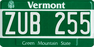 VT license plate ZUB255