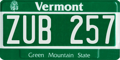 VT license plate ZUB257