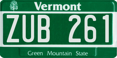 VT license plate ZUB261