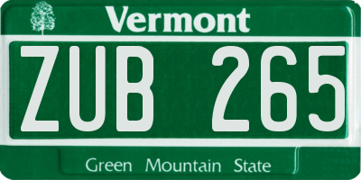 VT license plate ZUB265