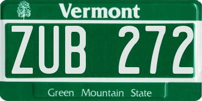 VT license plate ZUB272