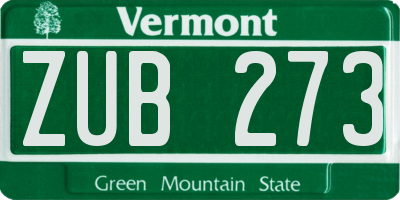 VT license plate ZUB273