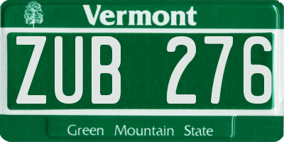 VT license plate ZUB276