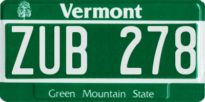 VT license plate ZUB278