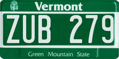 VT license plate ZUB279