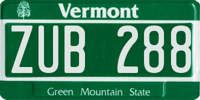 VT license plate ZUB288