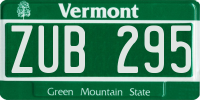 VT license plate ZUB295