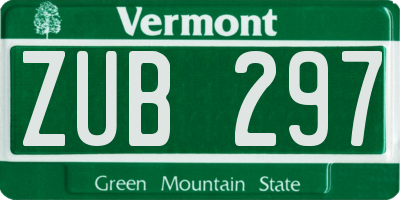 VT license plate ZUB297