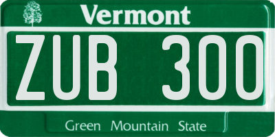 VT license plate ZUB300