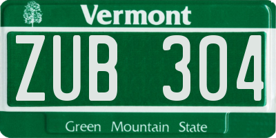 VT license plate ZUB304