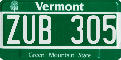 VT license plate ZUB305