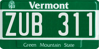 VT license plate ZUB311