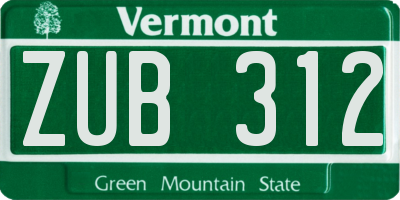 VT license plate ZUB312