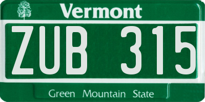 VT license plate ZUB315