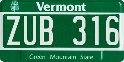 VT license plate ZUB316