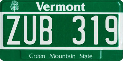 VT license plate ZUB319