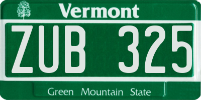 VT license plate ZUB325