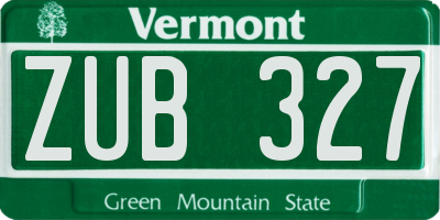 VT license plate ZUB327