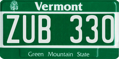 VT license plate ZUB330