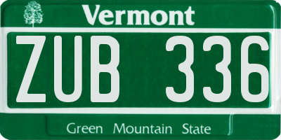 VT license plate ZUB336