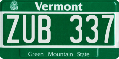 VT license plate ZUB337