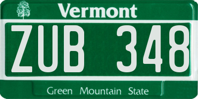 VT license plate ZUB348