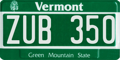 VT license plate ZUB350