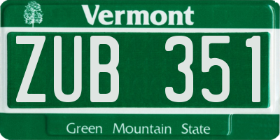 VT license plate ZUB351
