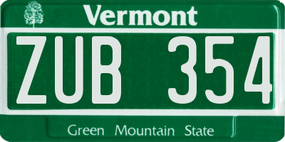 VT license plate ZUB354