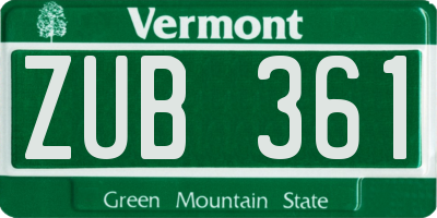 VT license plate ZUB361