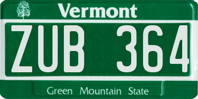 VT license plate ZUB364