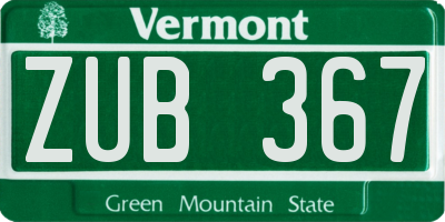 VT license plate ZUB367