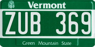 VT license plate ZUB369